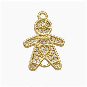 Copper Pendant Pave Zircon, Gold Plated, approx 12.5-16mm