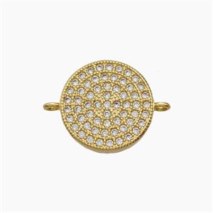 Copper Pendant Pave Zircon, Gold Plated, approx 14mm