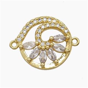 Copper Pendant Pave Zircon, Gold Plated, approx 18.5mm