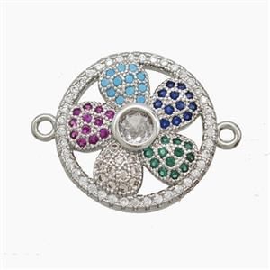 Copper Pendant Pave Zircon, Gold Plated, approx 18mm