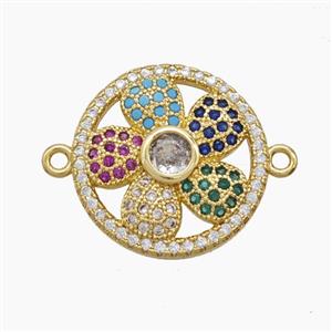 Copper Pendant Pave Zircon, Gold Plated, approx 18mm