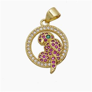 Copper Pendant Pave Zircon, Gold Plated, approx 15mm