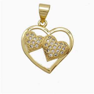 Copper Pendant Pave Zircon, Gold Plated, approx 16mm