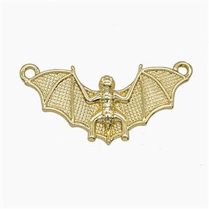 Halloween Bat Charms Copper Pendant 2loops Gold Plated, approx 10-24mm