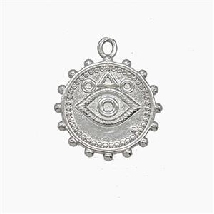 Copper Eye Pendant Circle Platinum Plated, approx 15mm