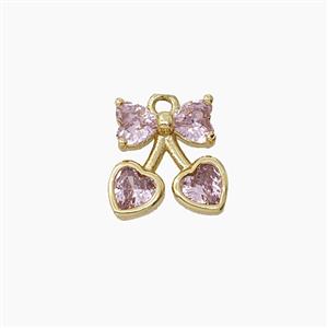 Copper Cherry Pendant Pave Pink Crystal Glass Gold Plated, approx 11mm