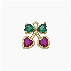Copper Cherry Pendant Pave Crystal Glass Gold Plated, approx 11mm