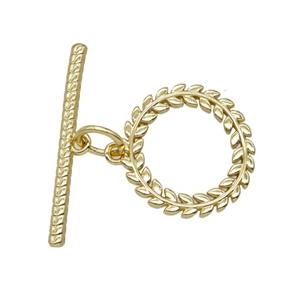 Copper Flower Toggle Clasp Gold Plated, approx 16mm, 25mm