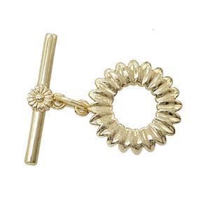 Copper Flower Toggle Clasp Gold Plated, approx 16mm, 23mm
