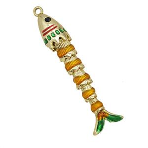 Copper Fish Pendant Orange Painted Gold Plated, approx 8-40mm