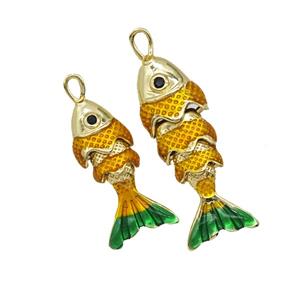 Copper Fish Pendant Yellow Painted Gold Plated, approx 7-18mm