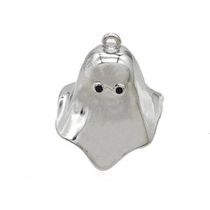 Halloween Ghost Charms Copper Pendant Platinum Plated, approx 17-18mm