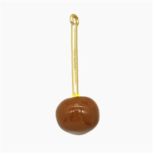 Copper Cherry Pendant Red Enamel Gold Plated, approx 10-27mm