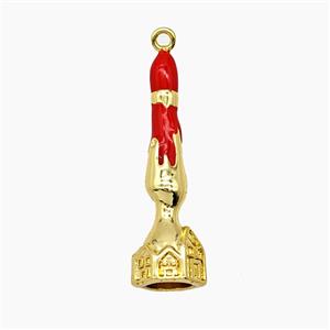 Halloween Candler Copper Pendant Red Enamel Gold Plated, approx 7-27mm