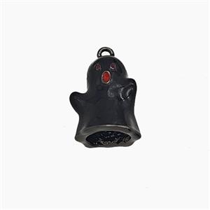 Halloween Ghost Charms Copper Pendant Black Plated, approx 10-13mm