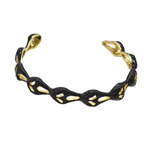 Halloween Ghost Charms Copper Bangle Black Enamel Gold Plated, approx 9mm, 50-60mm dia
