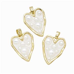 Copper Heart Pendant Painted 18K Gold Plated, approx 17-22mm