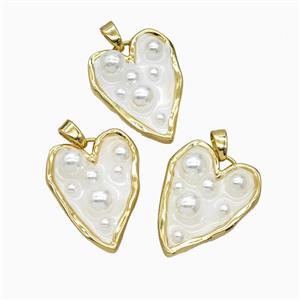 Copper Heart Pendant Painted 18K Gold Plated, approx 17-22mm