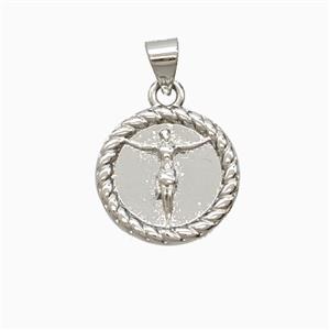Copper Jesus Pendant Platinum Plated, approx 15mm