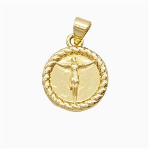Copper Jesus Pendant 18K Gold Plated, approx 15mm