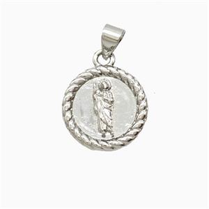 Copper Saint Jude Pendant Platinum Plated, approx 15mm