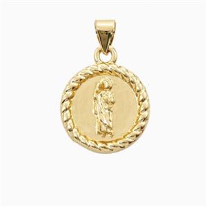 Copper Saint Jude Pendant 18K Gold Plated, approx 15mm
