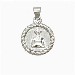 Copper Jose Pendant Platinum Plated, approx 15mm