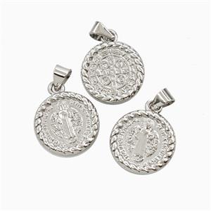 Copper Saint Jude Pendant Platinum Plated, approx 15mm