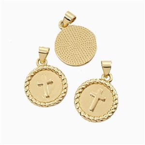 Copper Cross Pendant 18K Gold Plated, approx 15mm