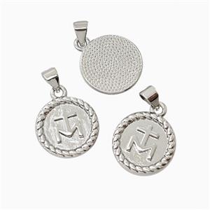 Copper Miraculous Medal Cross Pendant Platinum Plated, approx 15mm