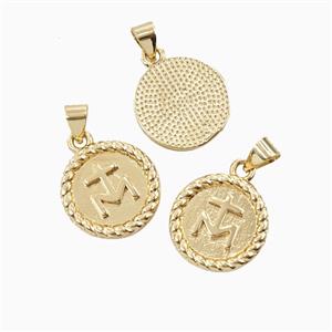 Copper Miraculous Medal Cross Pendant 18K Gold Plated, approx 15mm