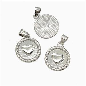 Copper Heart Pendant Platinum Plated, approx 15mm