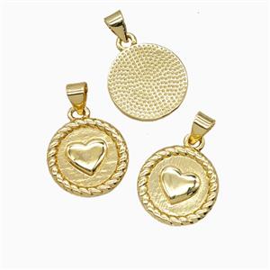 Copper Heart Pendant 18K Gold Plated, approx 15mm