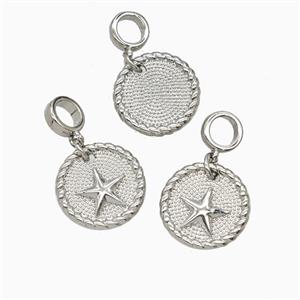 Copper Star Pendant Platinum Plated, approx 15mm, 7mm dia