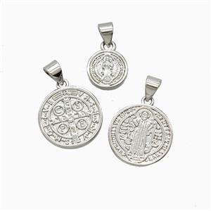 Copper Saint Jude Pendant Platinum Plated, approx 15mm