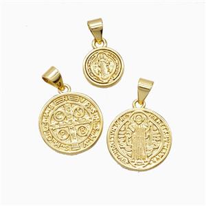 Copper Saint Jude Pendant 18K Gold Plated, approx 10mm