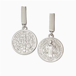 Copper Saint Jude Pendant Platinum Plated, approx 17mm, 4-13mm