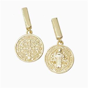 Copper Saint Jude Pendant 18K Gold Plated, approx 17mm, 4-13mm