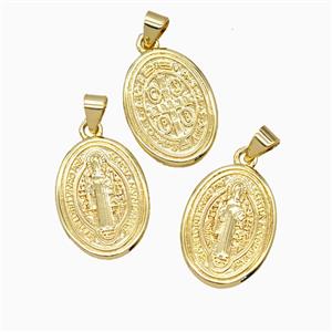 Copper Saint Jude Pendant 18K Gold Plated, approx 14-19mm