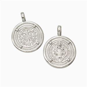 Copper Saint Jude Pendant Platinum Plated, approx 20mm