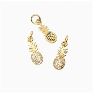 Copper Pineapple Pendant Micropave Zirconia 18K Gold Plated, approx 5-12mm