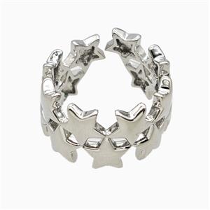 Copper Star Rings Platinum Plated, approx 14mm, 18mm dia