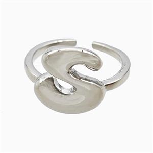 Copper S Rings Platinum Plated, approx 9mm, 18mm dia