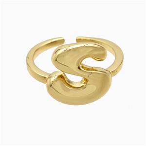 Copper S Rings 18K Gold Plated, approx 9mm, 18mm dia