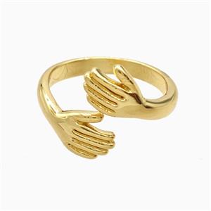 Copper Hug Hand Rings 18K Gold Plated, approx 9mm, 18mm dia
