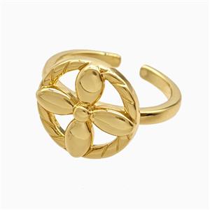 Copper Clover Rings 18K Gold Plated, approx 15mm, 18mm dia