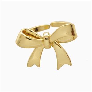 Copper Bowknot Rings 18K Gold Plated, approx 16-21mm, 18mm dia