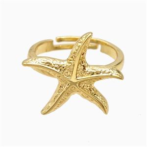 Copper Starfish Rings 18K Gold Plated, approx 20mm, 18mm dia