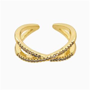 Copper Rings Pave Zirconia 18K Gold Plated, approx 7mm, 18mm dia