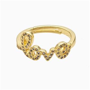 Copper Love Rings Pave Zirconia 18K Gold Plated, approx 9-15mm, 18mm dia